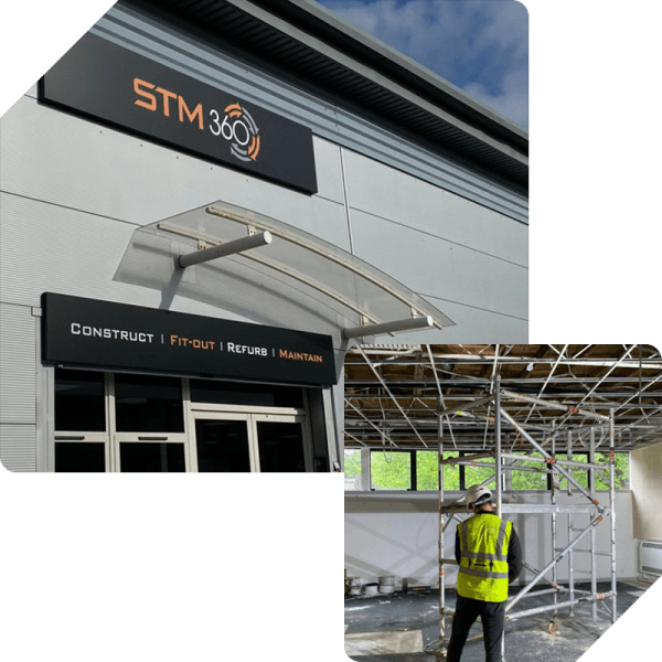 STM360 offices and worker at a project site